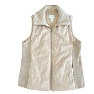 Chico's Quilted Rib Knit Vest Jacket in Arabian Camel Tan Color Size 1 / US 8